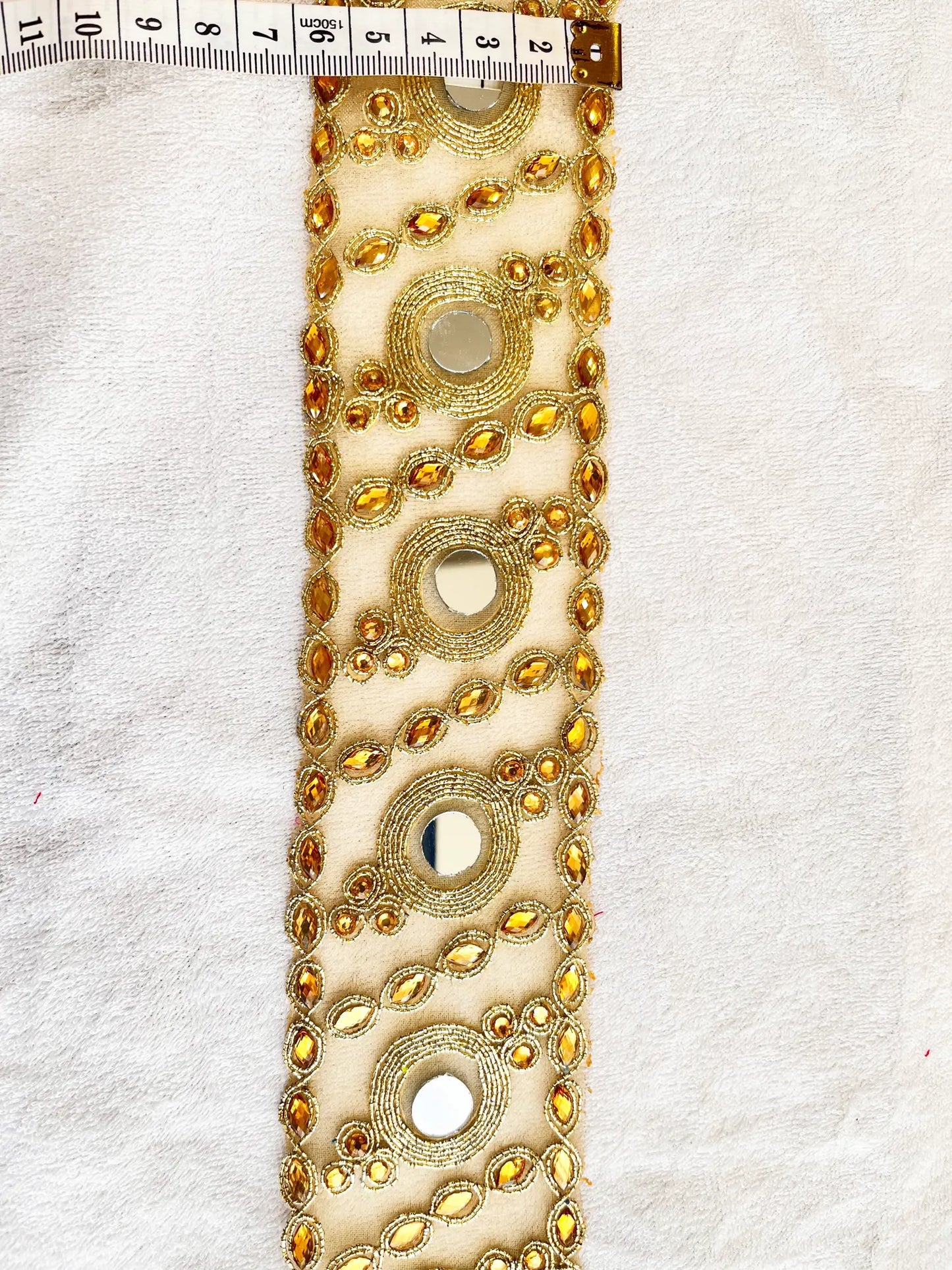 Golden Zari Lace with intricate design kundan and mirror