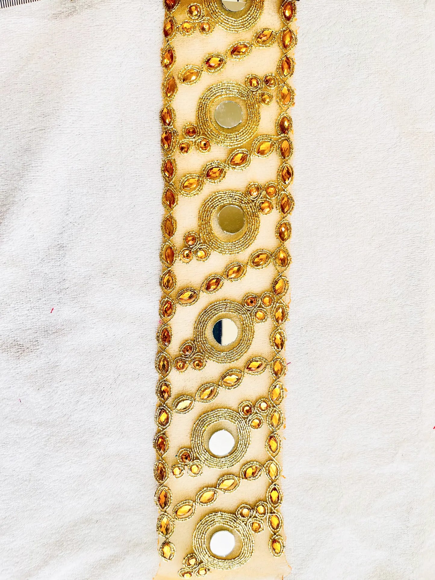 Golden Zari Lace with intricate design kundan and mirror