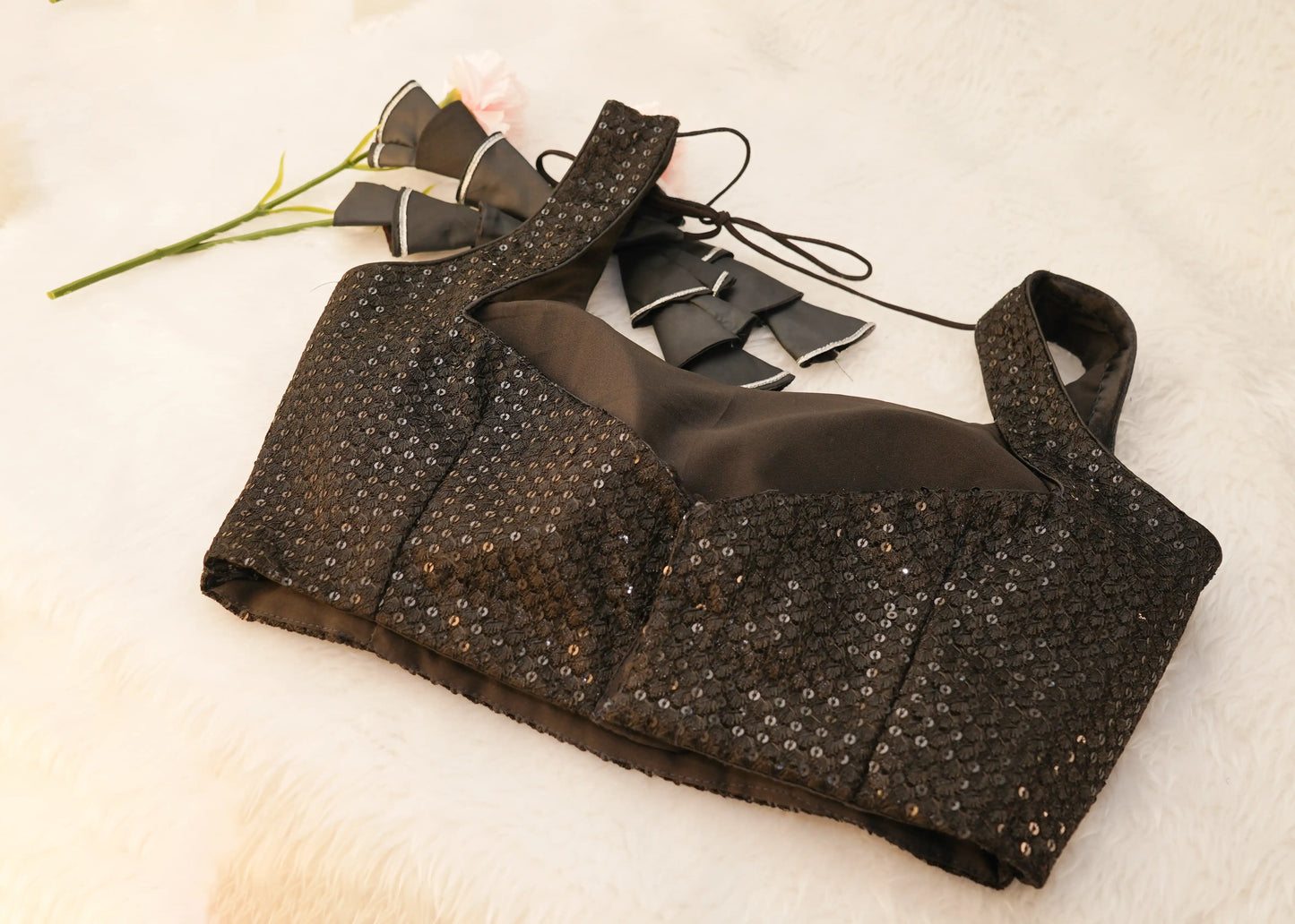 Black Sequence Designer Blouse Sleeveless