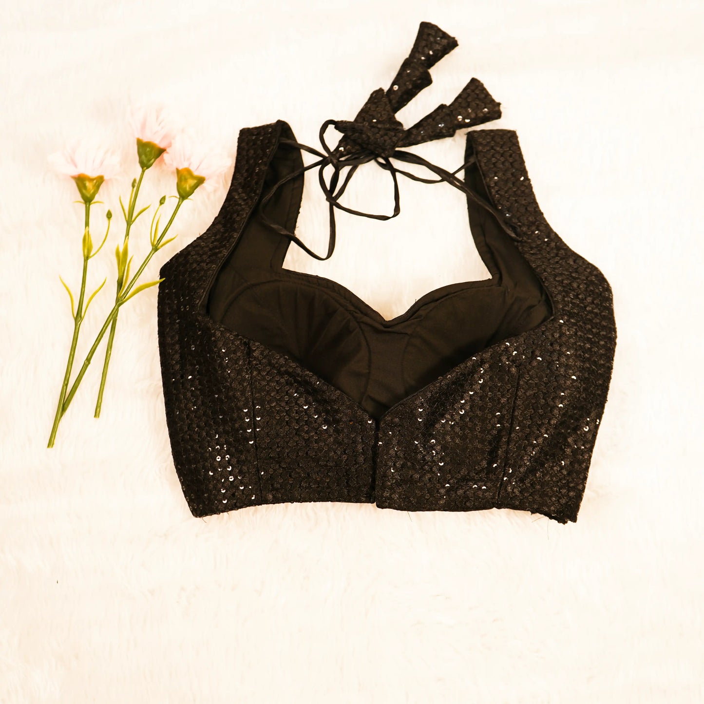 Black Sequence Designer Blouse Sleeveless
