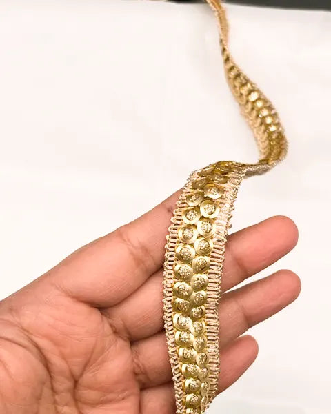 Golden Zari Lace with Intricate Design
