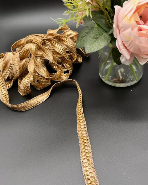 Golden Zari Lace with Intricate Design