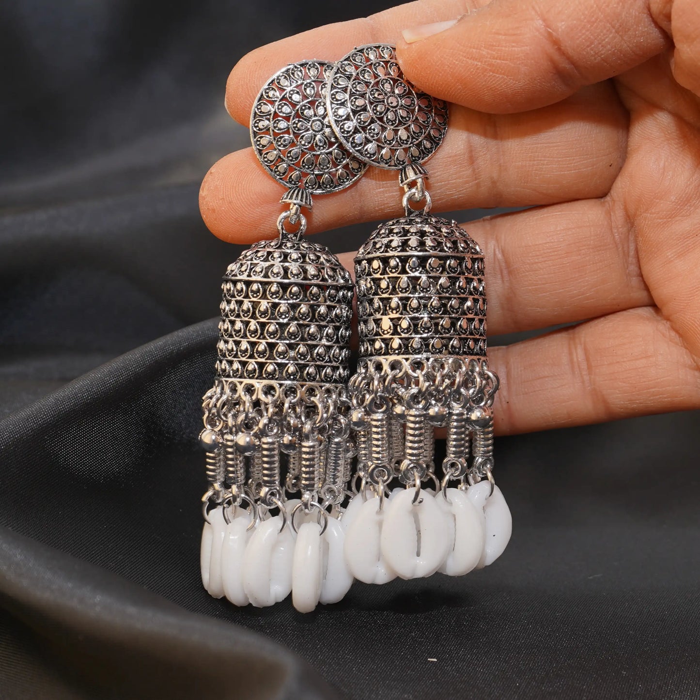 Oxidised Silve Jhumka Earring