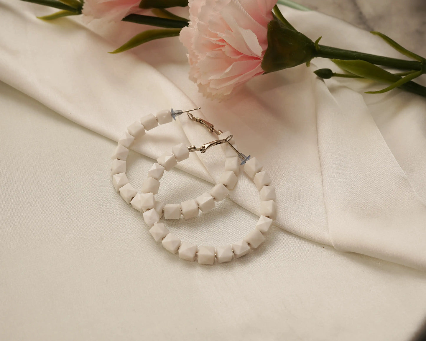 White Beads Fancy Earring