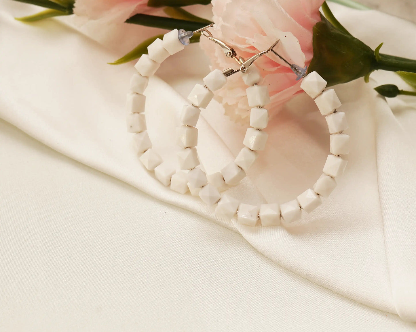 White Beads Fancy Earring