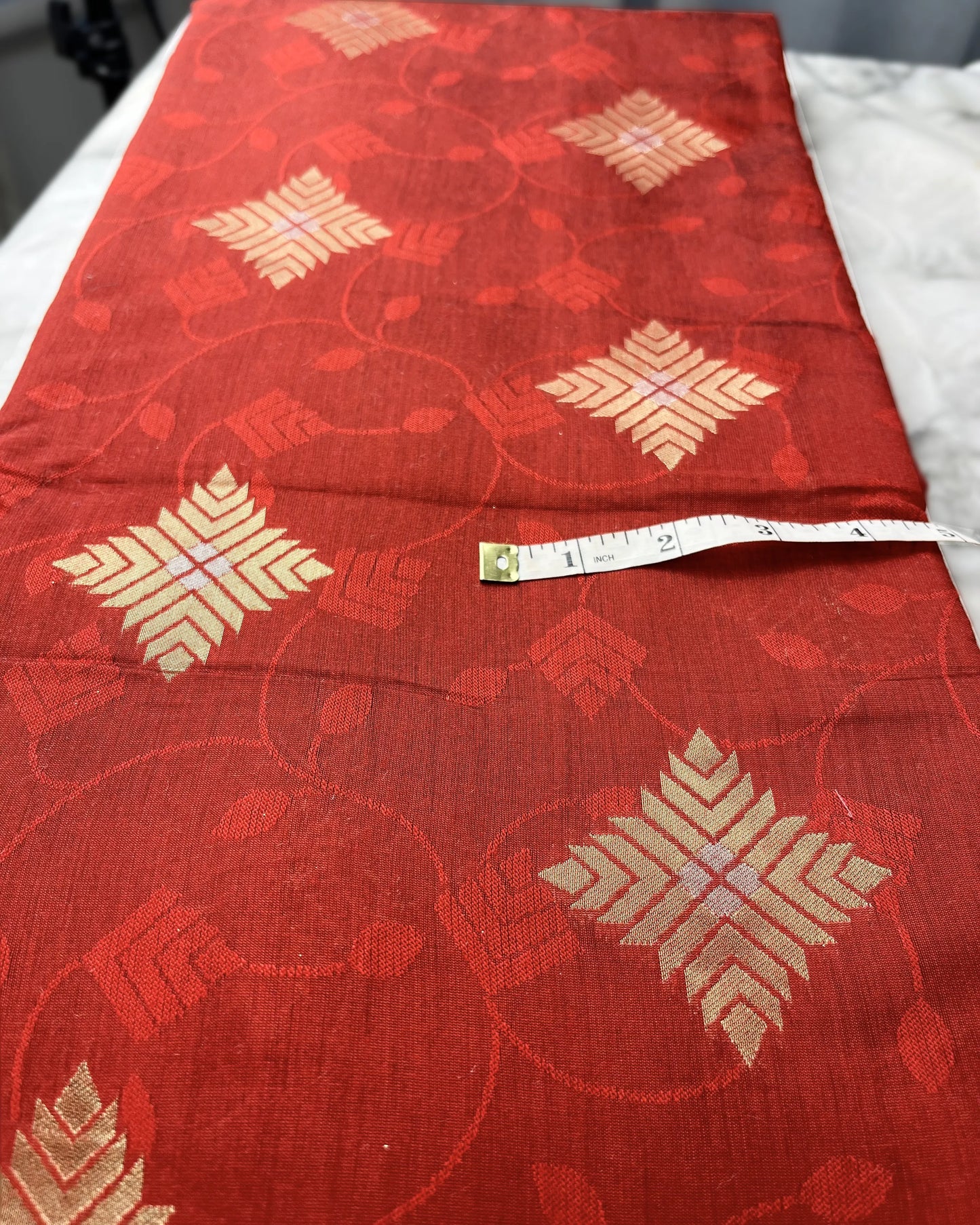 Maroon Cotton Silk Designer Fabric