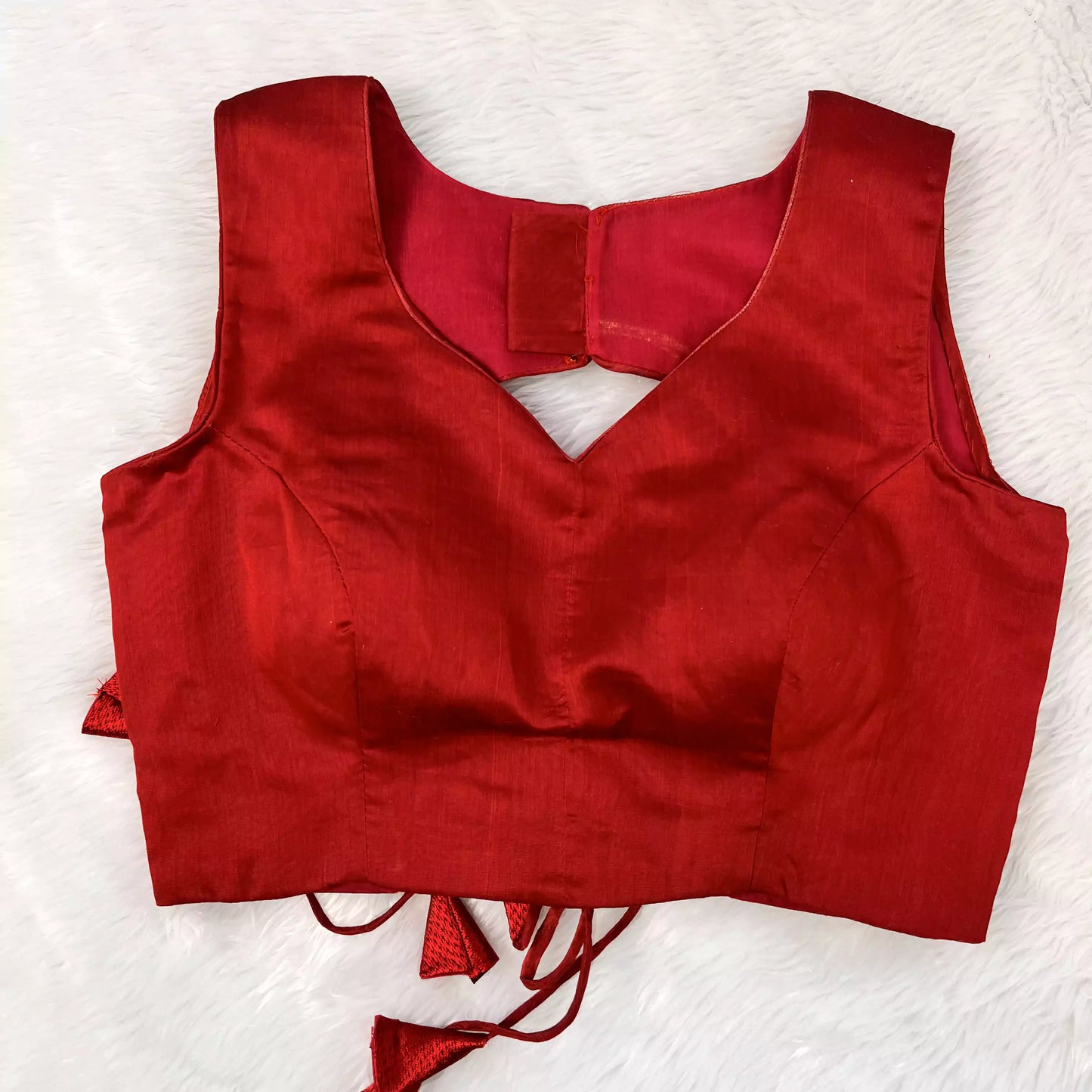 Red Silk Designer Saree Lehenga Blouse