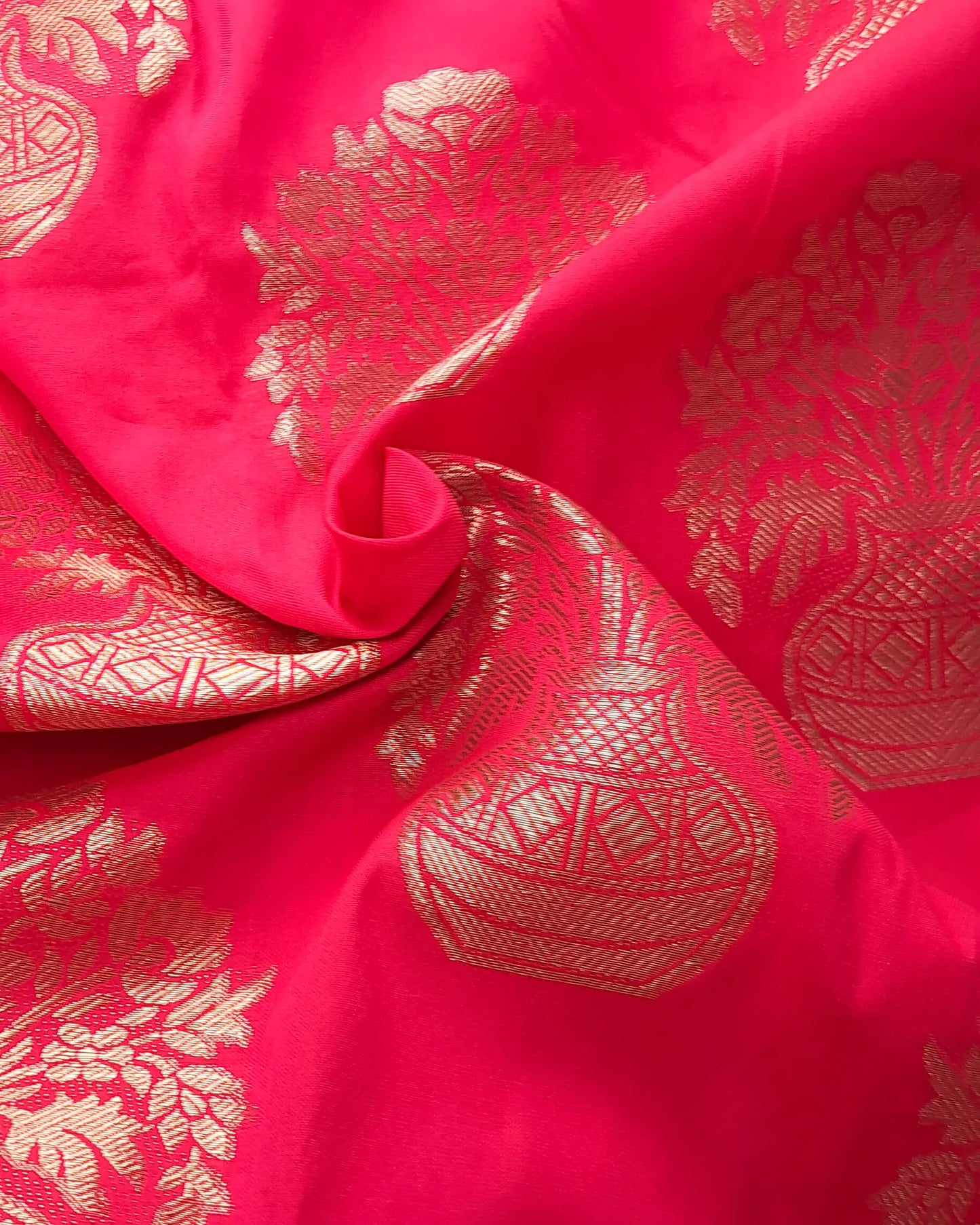 Hot Pink Designer Brocate Silk Fabric
