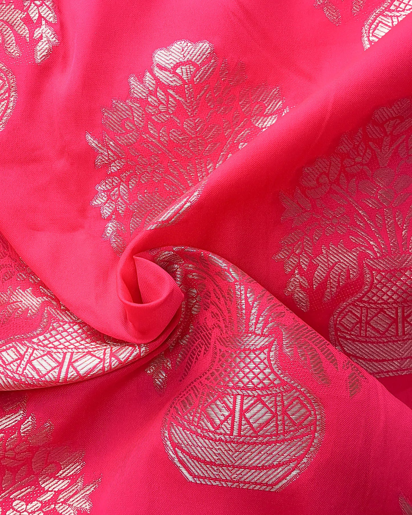 Hot Pink Designer Brocate Silk Fabric