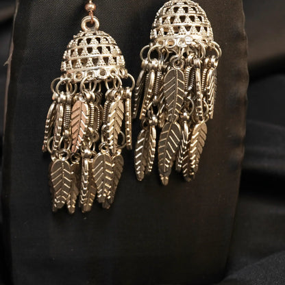 Silver Oxidised Long Earring