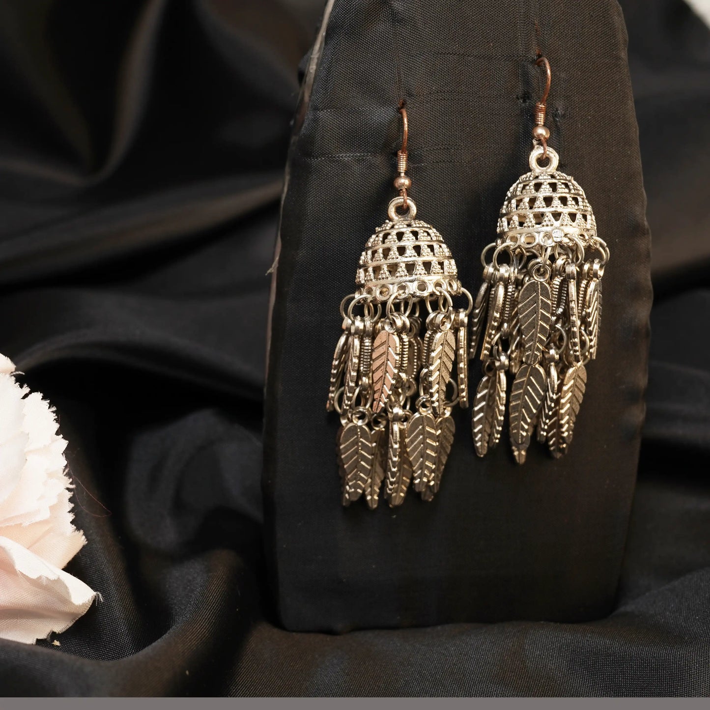 Silver Oxidised Long Earring