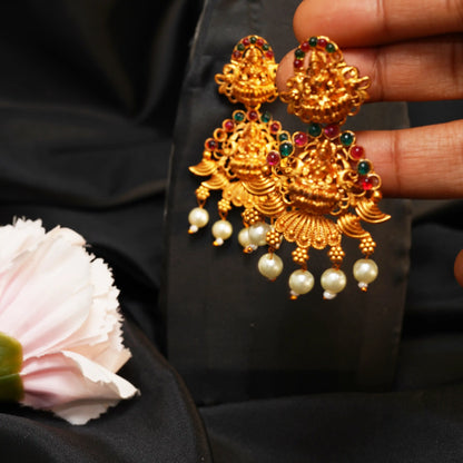 Gold Artificial Temple Jewellery Earring