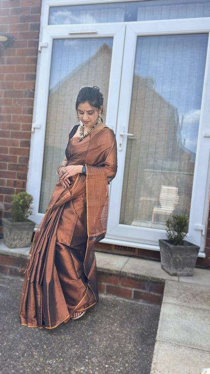 Copper Metallic Color Saree