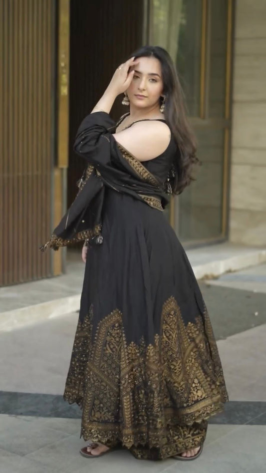 Black Embroidery Gown Dress