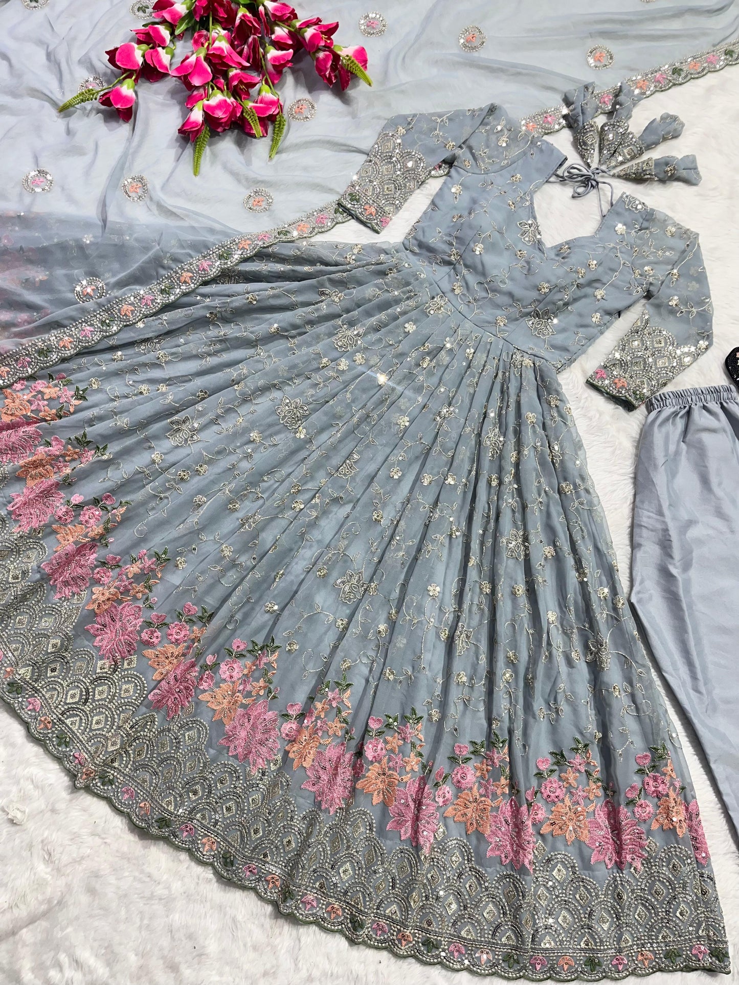 Grey Anarkali Dress