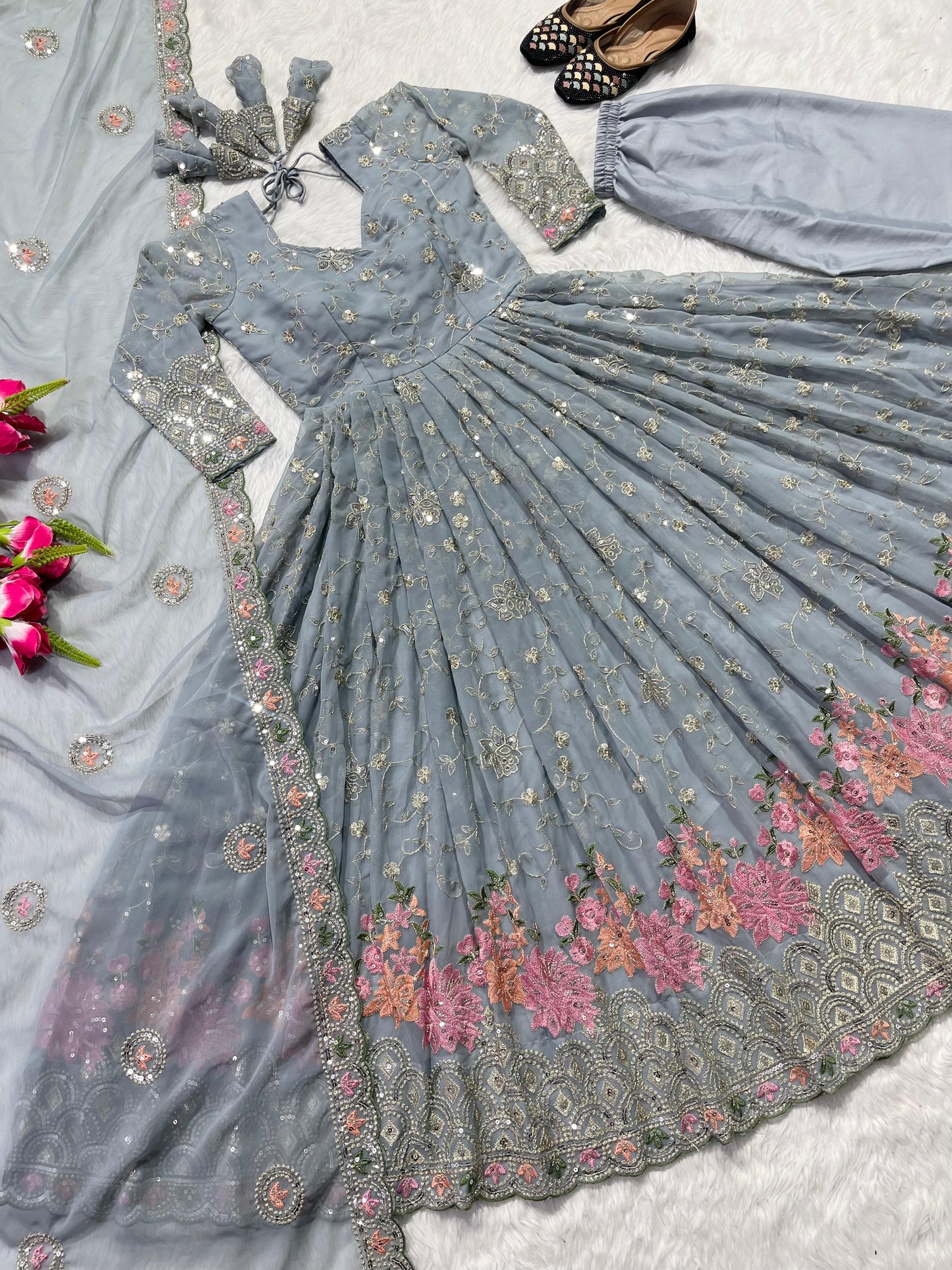 Grey Anarkali Dress