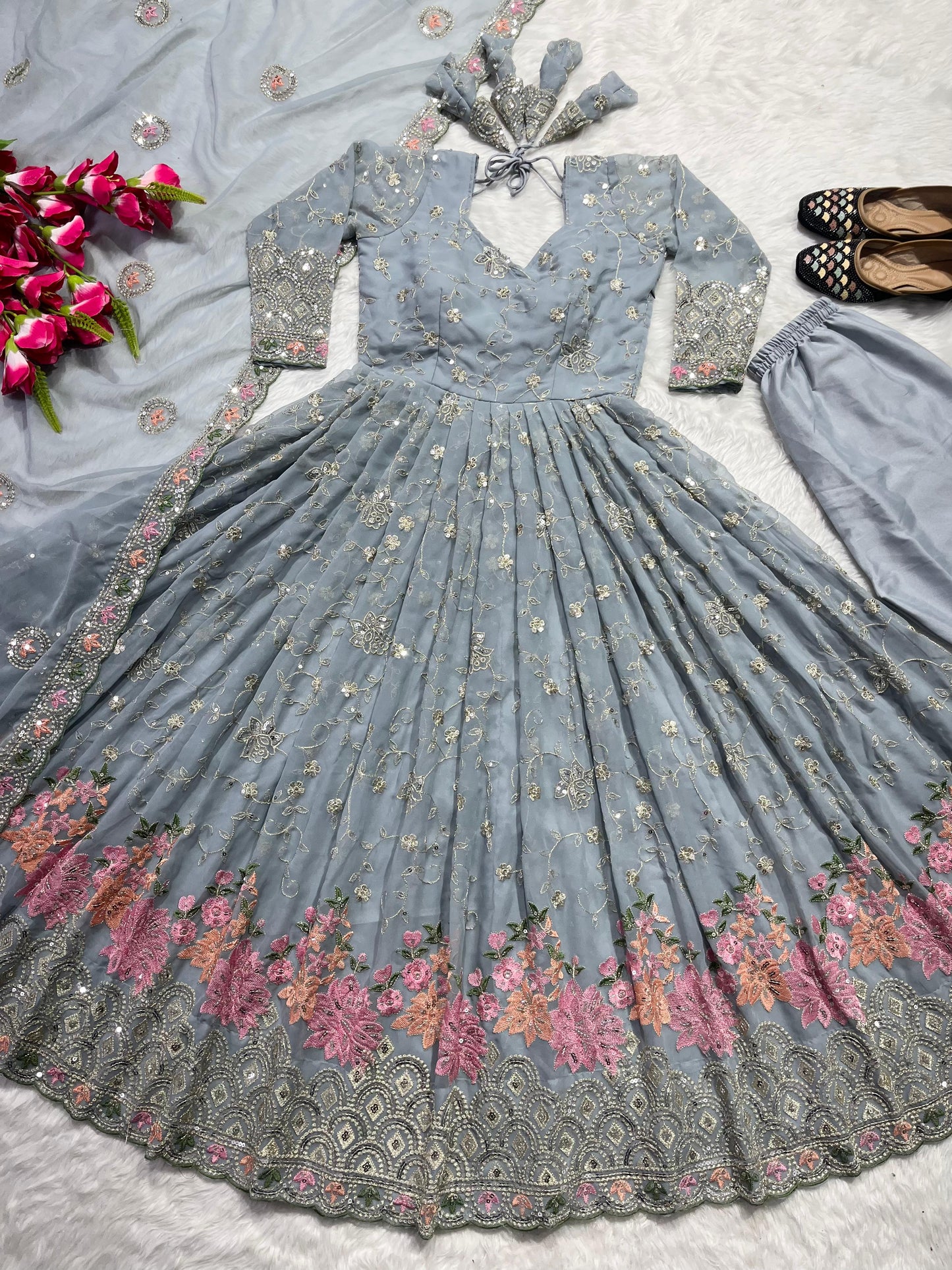 Grey Anarkali Dress